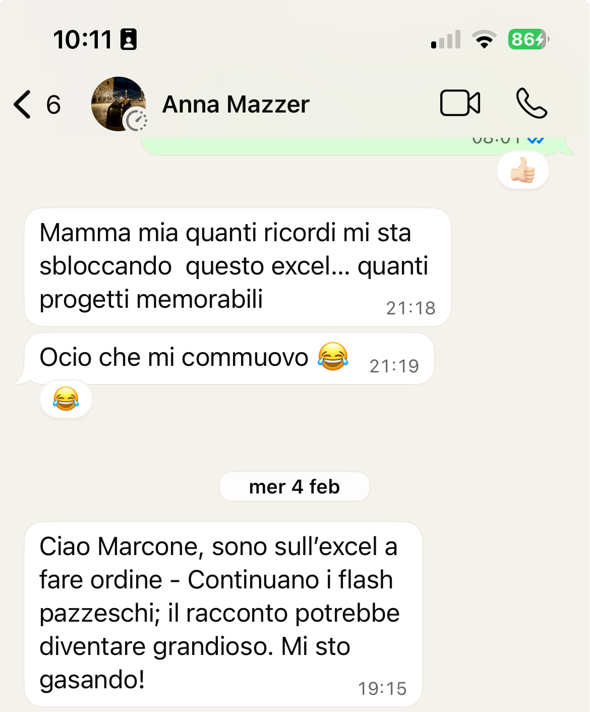 Messaggio di Anna Mazzer dopo il percorso di coaching